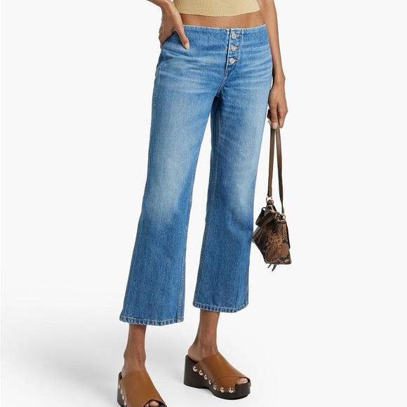 RE/DONE Button Front Crop Boot Jeans Iconic Heritage Silhouette Size 29 NWT - Picture 1 of 6
